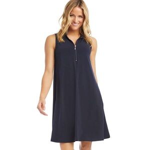 Karen Kane Sleeveless Zip Up Travel Dress, Navy, Women’s Large